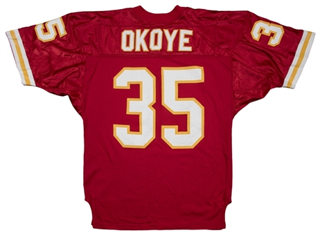 Circa 1990 Christian Okoye Game Used Kansas City Chiefs Home Jersey (MEARS)